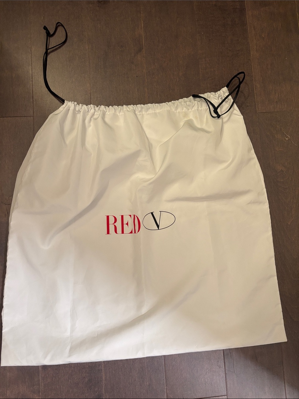 RED Valentino White Logo Drawstring Dust Bag with Black Cord
